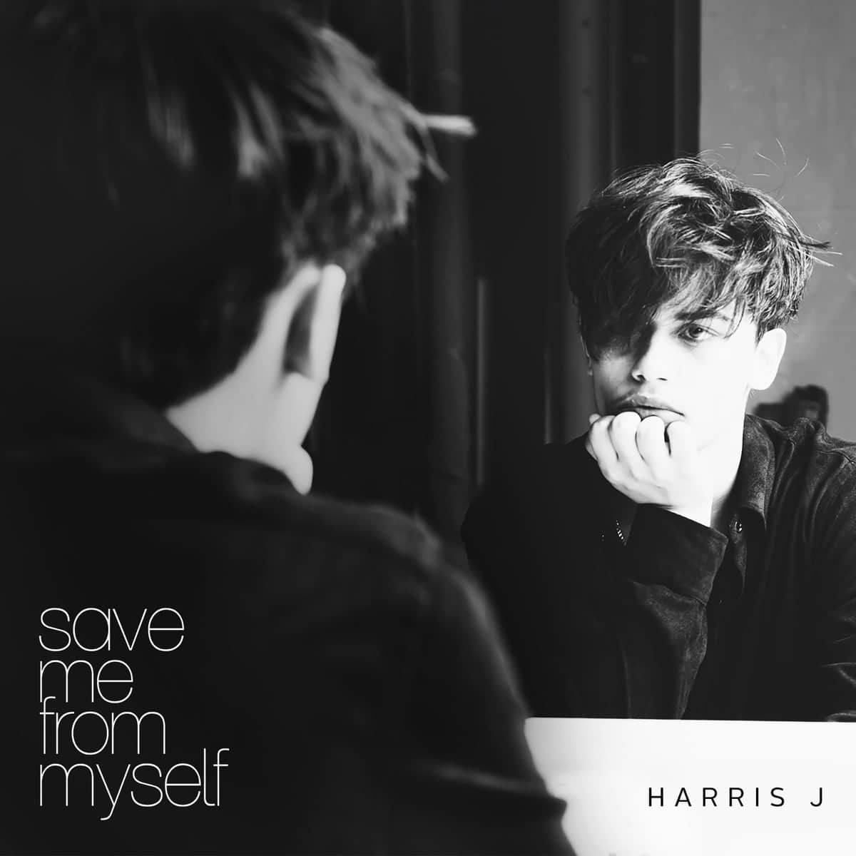 Save Me from Myself cover: black-and-white photograph of Harris J facing his reflection